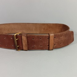 CEINTURON TROUPE EN CUIR MARRON MODELE 1903/1914 BOUCLE LAITON TAMPONNE DES ANNES 1920